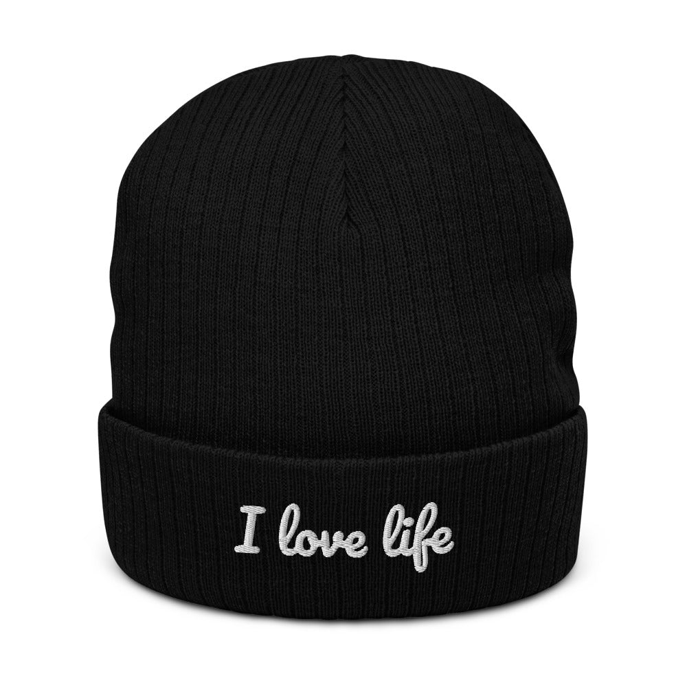 I love life Recycled cuffed beanie