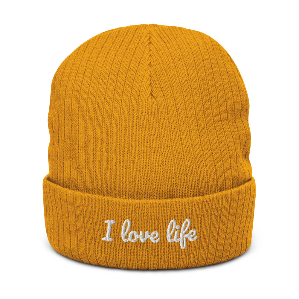 I love life Recycled cuffed beanie
