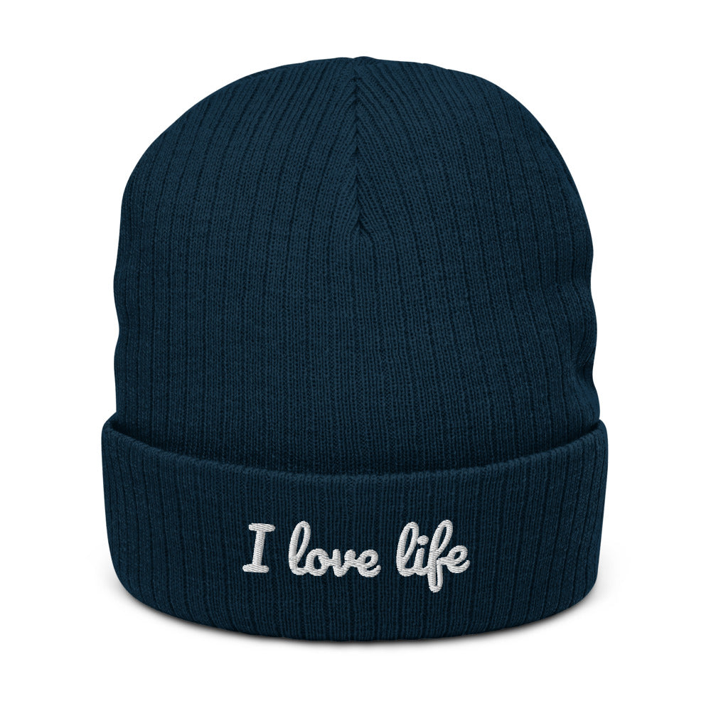 I love life Recycled cuffed beanie