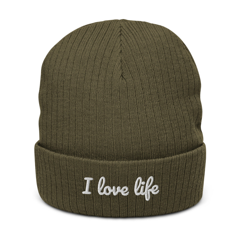 I love life Recycled cuffed beanie